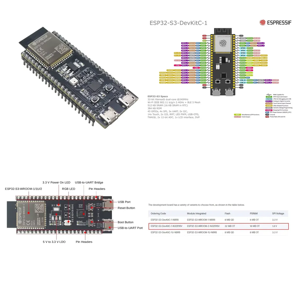Esp32 S3 - Płytka rozwojowa Espressif ESP32-S3-DevKitC-1, wyposażona w