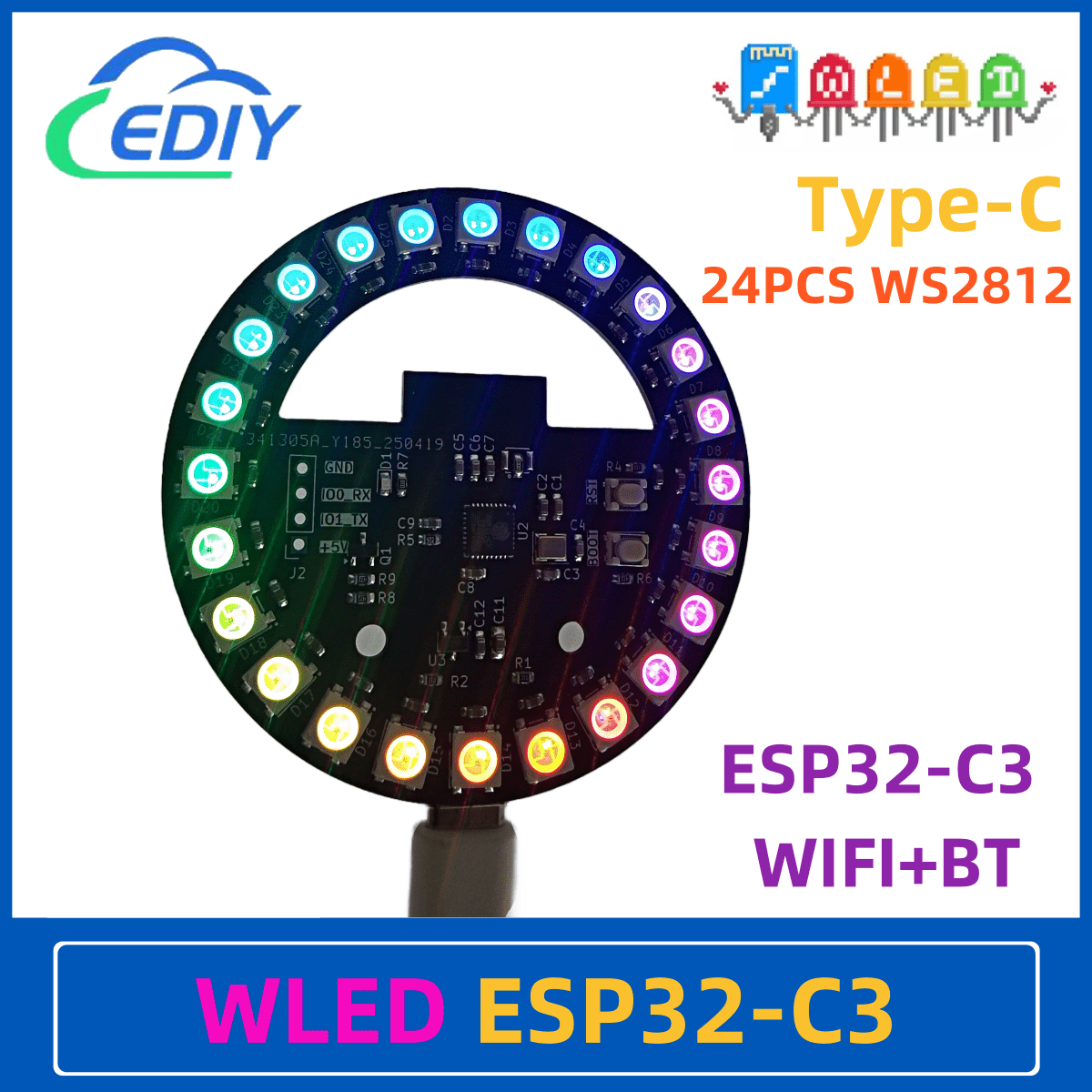 Esp32 C3 - WLED ESP32-C3 płytka rozwojowa okrągłe kolorowe