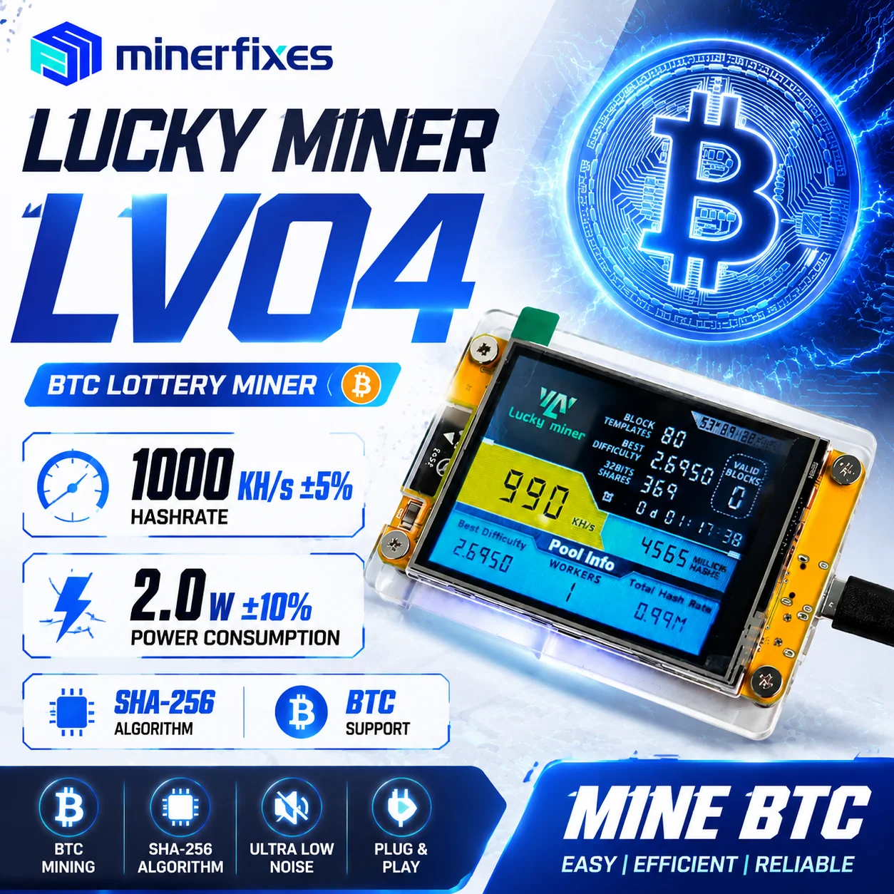 Lucky Miner LV04 NerdMiner V2  – Espressif Esp32 recenzja i cena